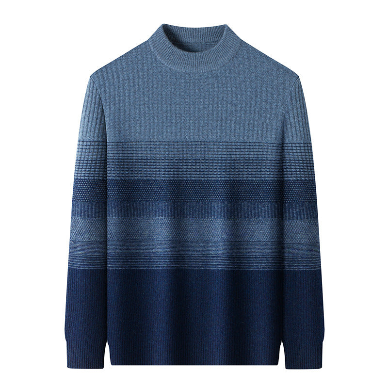 ​Gradient Knit Mock-Neck Sweater in Flower Blue textured knit by Season Prestige