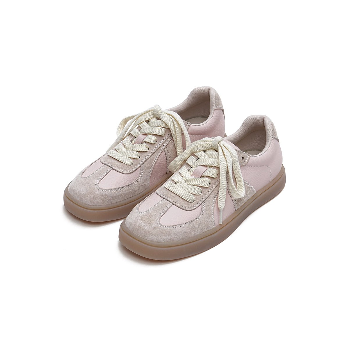 Women's Versatile Lightweight Flat Casual Sneakers – Suede Panel Gum Sole Trainers-1