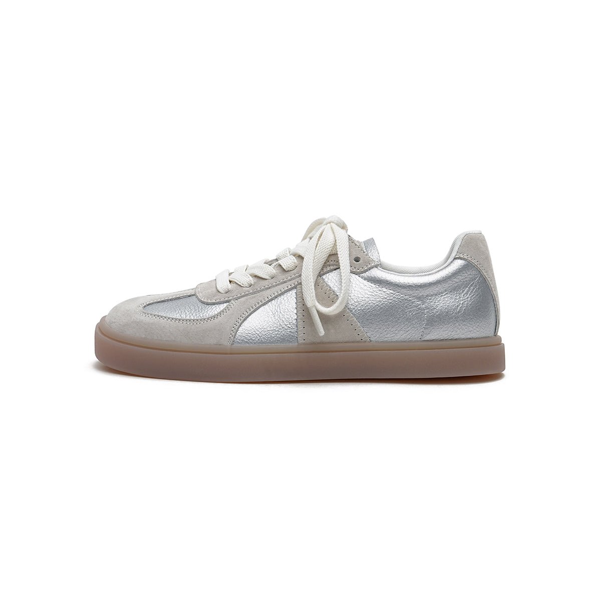 Women's Versatile Lightweight Flat Casual Sneakers – Suede Panel Gum Sole Trainers-5